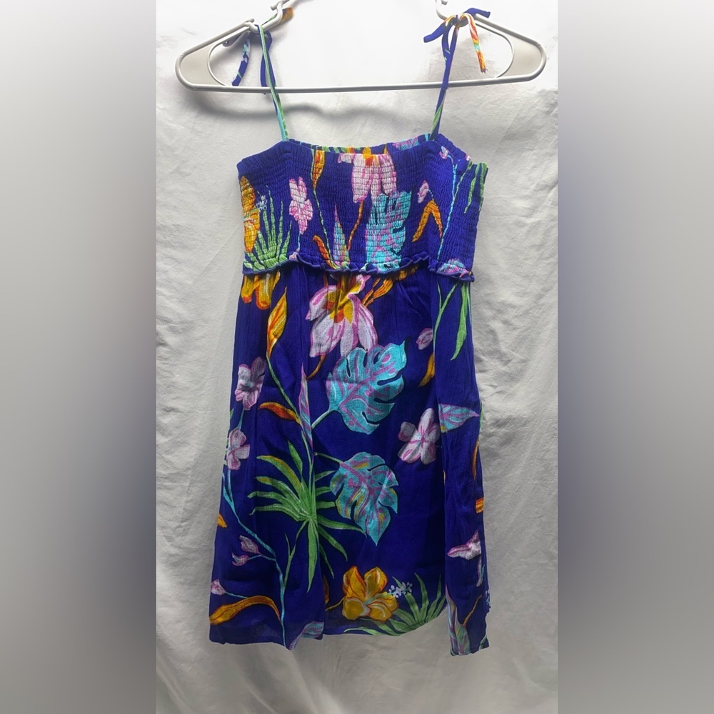 Tori Richard Smocked Hawaiian Floral Dress sz M